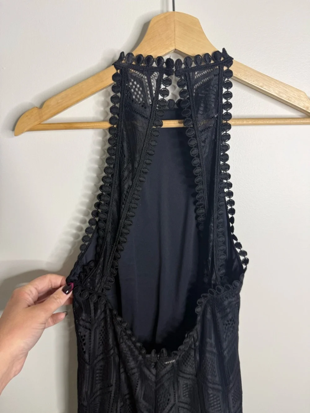 Guess Black Lace Halter Maxi Dress size medium slits - Picture 6 of 10